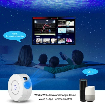 Tuya Smart Zvaigžņu Projektors WiFi Lāzera Okeāna Viļņošanās Ugunīm Zvaigžņotā Debess Projektors-Zvaigzne, Nakts Gaisma Krāsains Ar Alexa, Google Home