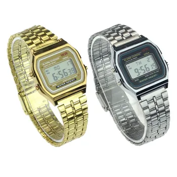 Vintage Sieviešu Nerūsējošā Tērauda Digitālais Modinātājs Hronometrs Rokas pulksteni Dāmas rokas Pulksteņi relogio feminino horloges Modes Pulkstenis B50