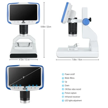Andonstar AD205 Digitālo Desktop Mini Mikroskops ar 5 Collu Ekrānu Studentu Izglītības bioloģiskā Bērniem Bērnu Dāvanu