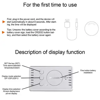 LED Daudzfunkcionāls Spogulis Pulkstenis Ciparu Signāla Atlikšanas Laika Parādīšana Nakts LCD Gaismas Galda Virsmā USB 5v/Nē Akumulatora Mājas Dekoru