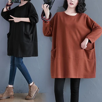 DIMANAF 2020 Plus Lieluma Sievietēm, Hoodies Kokvilnas sporta Krekls Raibs Lielajam Ziemas Ikdienas Stila Vintage Rudens Stila Cietā Hoodies