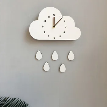 Ziemeļvalstu stila bērnu istabas apdare sienas pulkstenis karikatūra formas zilonis mākonis ūdens piliens izslēgt pulkstenis Dzīvojamā istaba Dekori