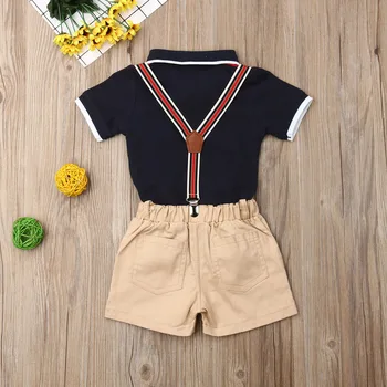 Toddler Zēnu Drēbes 2019 Vasaras Gadījuma Bērnu Bērni Zēns Džentlmenis Formāls Uzvalks, Krekls, Tops+Bikses Apģērbs 1-5T