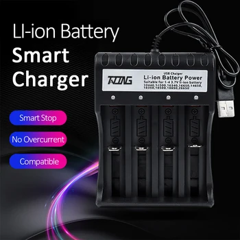 4 Slots USB 18650 Akumulatoru Lādētājs Universālais ar Litija Akumulatoru Lādētāji 16340 14500 26650 18650 Uzlādējamo Akumulatoru Uzlādes