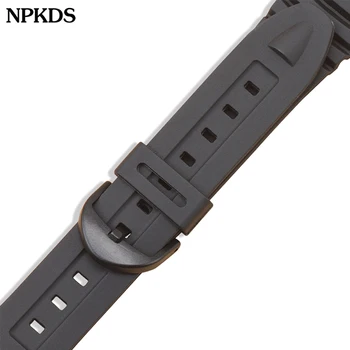 Mīksta PU Watchband par 18mm Casio W-96 STUNDU Silikona Sporta Ūdensizturīgs Vīriešu Pin Sprādzes Nomaiņa Aproce Siksna Band Jostas Accessorie