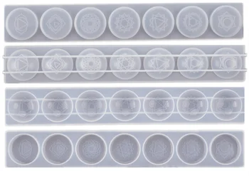 Jaunu caurspīdīga silikona veidnē sveķu dekoratīvajiem amatniecības DIY septiņas čakras puslokā puslodē kārta sveķu pelējuma epoksīdsveķu