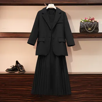 Modes Liela Izmēra Sieviešu Apģērbu 2020. Gadam Pavasara Rudens Bleizeri, Žaketes jaunu Uzvalku Kroku Zeķu Kleita divdaļīgs Kostīms B197