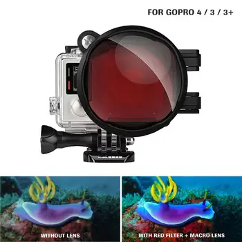 Fantaseal 2in1 Niršanas Objektīva Filtru GoPro Hero 3 4+ 3 Sarkanās Korekcijas Filtrs+16X Close Up Macro Lens par Gopro 4 Action Camera