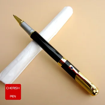 Jinhao 9009 Melnā un Zelta Klipu Rollerball Pildspalvas Luksusa Dimanta Lodīšu Pildspalva ar 0.7 mm Piepildīt Pildspalvas Rakstīšanai Bezmaksas Piegāde
