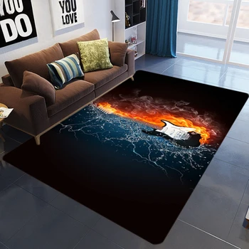 Mūzikas Dzīvojamā istaba 3D iespiesti paklāju Ģitāra, bungas paklāju, lai bērnu istabas anotācija liesmas paklāju guļamistabā, viesistabā, anti-slīdēšanas grīdas paklājs