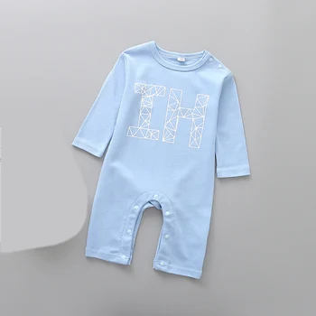 Baby Zēni Meitenes Romper Kokvilnas garām Piedurknēm Pentagramma drukāt Jumpsuit Zīdaiņu Apģērbs Rudens Jaundzimušo Bērnu Drēbes