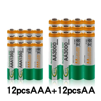 Jauns AAA akumulators 1350 mAh aaa rechageable akumulators NI-MH 1,2 V AA baterijas 1,2 V 3000mAh NI MH AA Uzlādējamas Baterijas