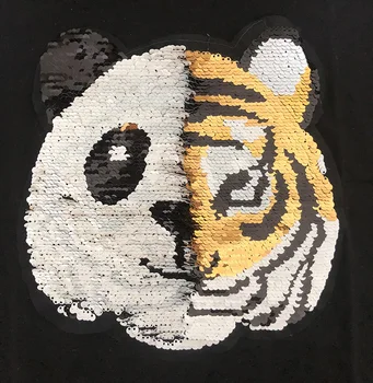 Panda Tiger Dinozauru Sequin Bērnu T Krekls Zēniem Tshirts Bērnu T Krekls Karikatūra Izdrukāt Vasaras Topi, T-krekli, Bērnu Apģērbu