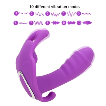 OLO Valkājamas Tauriņš Dildo Vibratoru Vibrējošais Biksītes 10 Ātrumu Klitora Stimulators G Spot Seksa Rotaļlietas Sievietēm, Tālvadības pults