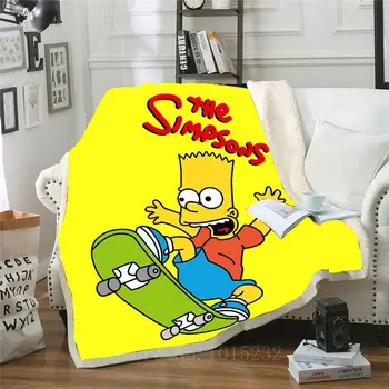 Simpson Funny Rakstzīmes Sega 3D Drukas Sherpa Segu uz Gultas, Mājas Tekstila Pasakaina Stila 01