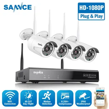 SANNCE 8CH HD 1080P Bezvadu Video Drošības Sistēmu, H. 264+ 1080P VRR Ar 4X 1080P Āra Ūdensizturīgs WIFI IP Kameras CCTV Komplekts