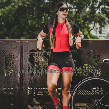 Riteņbraukšana Uzvalks Sieviešu Triatlona Skinsuit Red Viens gabals Velosipēdu Apģērbu Komplekti, Velosipēdu Kleita Komplekts Jumpsuit Bodysuit MTB Conjunto Ciclismo