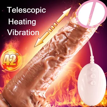 Vibrators, Dildo Milzīgs Liels Penis Automātiskā Teleskopiskie Apkures G-spot Masāža Sieviešu Masturbācija Seksa Rotaļlietas Sievietēm bieza dildo