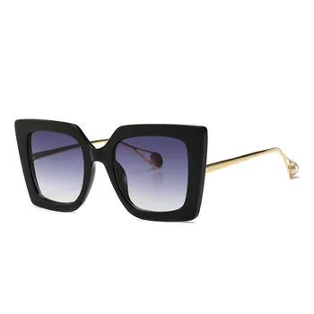 Klasisko Zilo Ziedu Saulesbrilles Sieviešu Luksusa Zīmolu Dizainera Pērle 2019 Kaķa Acs, Saules Brilles Sieviešu Dāmas UV400
