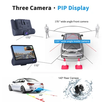 3 In 1 Radars Auto Dvr, Gps Tracker 4.0 Collas 3 Veidu Kameras Video Ieraksti Radaru Detektors Dashcam Videokamera Krievu Balss