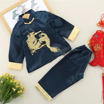 Zēns Meitene Ķīniešu Stils Pūķis Tang Uzvalks Dzimšanas Dienu, Bērniem Jaunajā Gadā Grupa Festivāls Tērpiem Kung Fu Tai Chi Vienotu Bērnu Kostīms