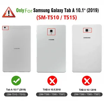 Samsung Galaxy Tab 10.1 2019 Gadījumā SM-T510 Wifi T515 LTE Segtu PU Ādas Smart Cover Folio Auto Miega Mosties Attiecas uz Gadījumiem,