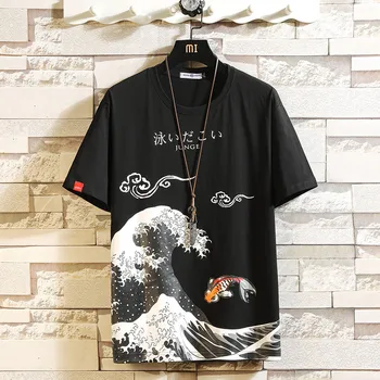 Smieklīgi Anime Drukāt Lielizmēra Vīriešu T Krekls Hip-Hop Kokvilnas T-krekls O-veida kakla Vasaras Japāņu Vīriešu Cēloņu Tshirts 5XL Modes Zaudēt Tees