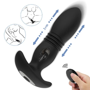 Teleskopiskie Butt Plug Dildo ar Bezvadu Tālvadības Prostatas Massager Seksa Rotaļlietas Vīriešiem, kas Vibrē Erotiska Anālais Plug Vibrators