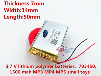 Lēti MP3 1500mah akumulators 3.7 V litija polimēru baterija 703450 073450 GPS mobilo akumulatora