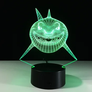 Sīva Haizivs Zivju 3D LED Lampa USB LED Lampa Zemūdens Pasaules Dzīvnieku 7 Krāsas Maiņa, Galda, Galda, Nakts Apgaismojums Bērniem, Rotaļlietas, Dāvanu