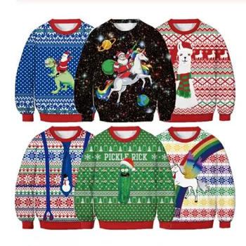 Pusaudžu Pulovers Liela Izmēra t-veida T-Krekls Bērniem, Multiplikācijas filmu Unicorn Santa Klauss, Ziemassvētku stila Krekls Topi Zēni Meitenes Bērnu Drēbes