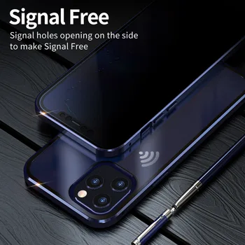 2020 Jaunu Anti Palūrēt Magnētisko Tālrunis Lietā Par iPhone 11 12 Pro Max Double Sided Stikla, Metāla Adsorbcijas Privātuma Lietā par iPhone 12