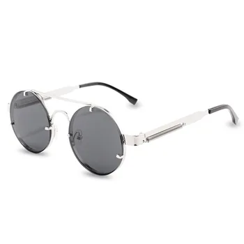 Apaļā Steampunk Saulesbrilles Zīmola Dizaina Vīriešiem, Sievietēm, Metālu, Punk, Saules brilles Vintage Sunglass UV400 Toņos Briļļu Gafas de Sol
