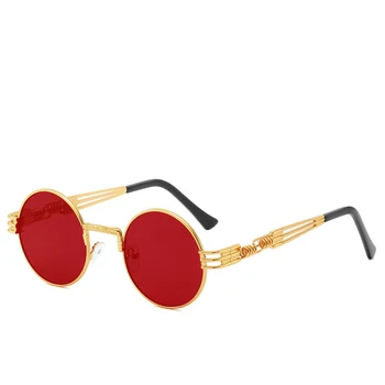 Gothic Steampunk Saulesbrilles Vīriešiem, Sievietēm, Metāla Wrap Brilles Kārta Toņos Zīmola Dizainere, Saules Brilles, Spogulis Augstas Kvalitātes UV400