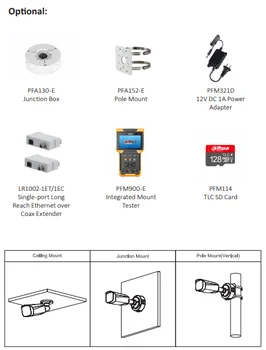Dahua 8MP, Pilna krāsu WizSense IP Kameras IPC-HFW3849T1-KĀ-PV Rotācijas režīms Iebūvēts Mikrofons un Skaļrunis Āra Security Camera POE
