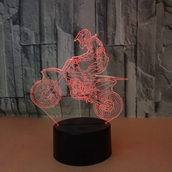 [DBF]Nakts Gaismas Bērniem Motokrosa Lampas, 3D Nakts Gaisma Gultas Lampa, 7 Krāsas Maiņa ar Tālvadības pulti Labāko Dzimšanas dienas Dāvanas