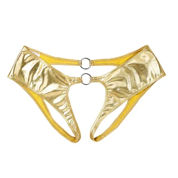 YiZYiF Sieviešu Apakšveļa Karstā Clubwear Wetlook Mākslīgās Ādas Crotchless Atvērt Muca Seksīgas Biksītes, Bikini Īss Veļa, Apakšbikses
