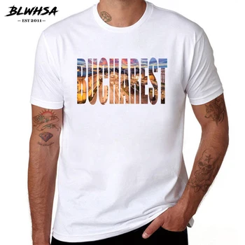 BLWHSA Bukareste Pilsētas Drukāšanas Vīriešu T krekls Vasaras Fasion Īsām Piedurknēm Kokvilnas Zīmolu T-krekli Rumānijas Pilsētā Bukarestē Vīriešu T
