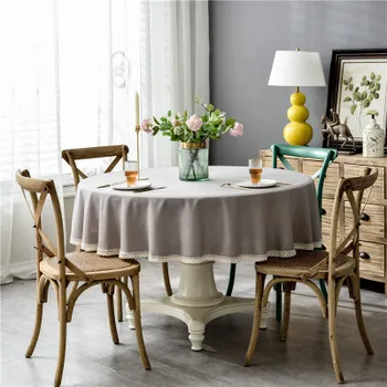 Ziemeļvalstu ūdensizturīgs tīrtoņa krāsu pušķis mežģīnes apaļā galda kafijas galda galdauts galdauts