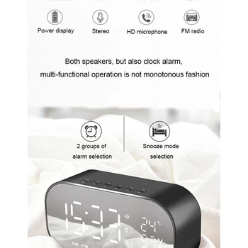 Digitālā daudzfunkciju Temperatūra Modinātājs ar Bezvadu Bluetooth Pulkstenis Galda ar Skaļruņiem, Home, Mini LED Displejs