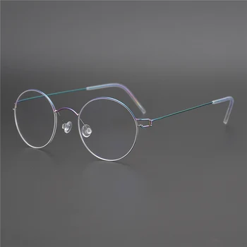 Dānija Eyewear Zīmola Roku darbs, glāzes rāmis Retro Titāna Apaļas brilles rāmis tuvredzība brilles Oculos de grau Briļļu Glen