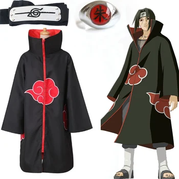 Anime Naruto Akatsuki Apmetnis Cosplay Kostīmu Uchiha Itachi Gredzenu Galvu Sievietēm, Vīriešiem, Dāvanas