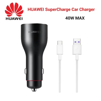 HUAWEI SuperCharge Automašīnas Lādētājs Max 40W Super Uzlādes Adapteri, Dubultā USB 5A Tipam-C (Kabelis HUAWEI Mate30 Mate20 PRO Mate20