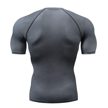Sporta jaunu kompresijas T-krekls topi vīriešu apģērbu ātri žāvēšanas elpojošs Slim kultūrisms treniņa muskuļu T-krekls, sporta