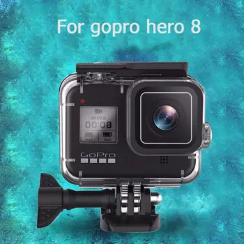 60M Ūdensizturīgs Gadījumā GOPRO Hero 8 Black Varonis 8 Niršanas aizsargkorpusu Ūdensizturīgs Gadījumā 30m ar Balsteni