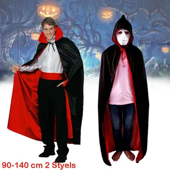 Pieaugušo Vīriešu Unisex Vampīru Apmetņi Bērniem Kapuci Halāti Black Red Divi Reversīvi Halloween Partty Apmetnis Pilna Garuma Cosplay