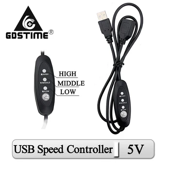 2 Gab Gdstime USB Ātruma Regulators Līnijas 100CM pagarinātāja Vads 5V Ventilatora Ātruma Kontroles Vads