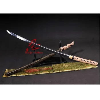 Kaujas gatavs 9260 atsperu tērauda asmens, Pilnībā tang jp katana zobens Shobu Zukuri asākām