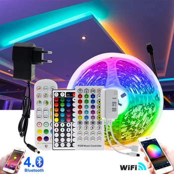 RGB LED Strip Gaismas 5m 10m 20m 5050 RGB Maināms DC12V Elastīgu LED Lentes wi-fi / Bluetooth / Mūzikas Vadības LED Lentes RGB.
