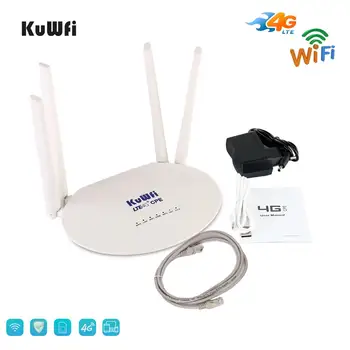 KuWfi 4G LTE Router 150Mbps CAT4 Bezvadu CPE Maršrutētāji Atslēgts Wifi Router 4G LTE FDD/TDD RJ45Ports&Sim Kartes Slots līdz 32users